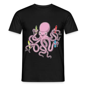 Octopus Student Crayons School - Men's T-Shirt - black - Front - AI Model Male 178 light (178cm)