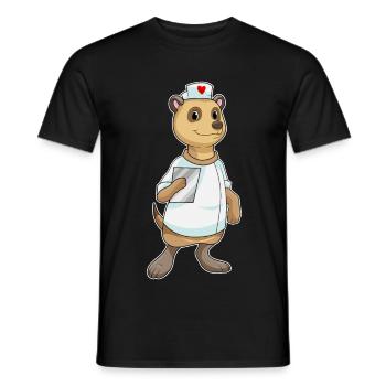 Cœur d’infirmière suricate - T-shirt homme - noir - Devant - AI Model Male 178 light (178cm)