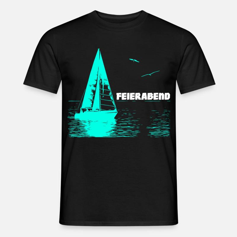 Feierabend Segelboot und 2 Möwen - Männer T-Shirt - Schwarz