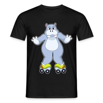 Nilpferd Rollschuhfahren Rollschuhe - Männer T-Shirt - Schwarz - Vorne - AI Model Male 178 light (178cm)