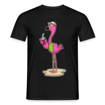 Lunettes de soleil flamant rose - T-shirt homme - noir - Devant - AI Model Male 178 light (178cm)