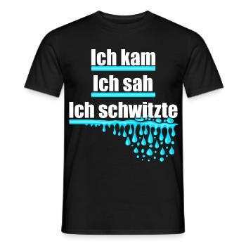 Ich kam, sah und schwitzte, Hitze, Schweiß, heiß - Männer T-Shirt - Schwarz - Vorne - AI Model Male 178 light (178cm)