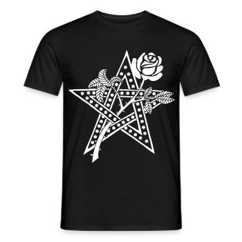 Die weiße Rose und der Stern - Männer T-Shirt - Schwarz - Vorne - AI Model Male 178 light (178cm)