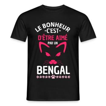 Humour chat BENGAL 1 - T-shirt homme - noir - Devant - AI Model Male 178 light (178cm)