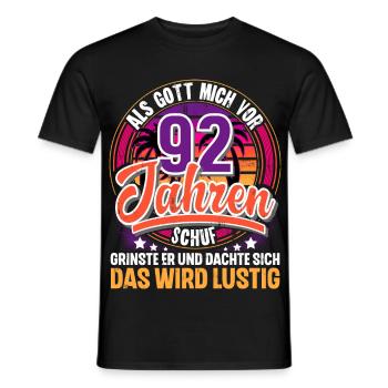 92. Geburtstag Als Gott Mich Schuf Vor - Männer T-Shirt - Schwarz - Vorne - AI Model Male 178 light (178cm)