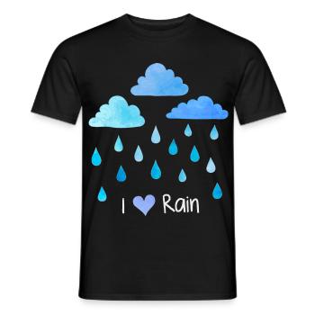 I love rain, raindrops, weather clouds, wet - Men's T-Shirt - black - Front - AI Model Male 178 light (178cm)