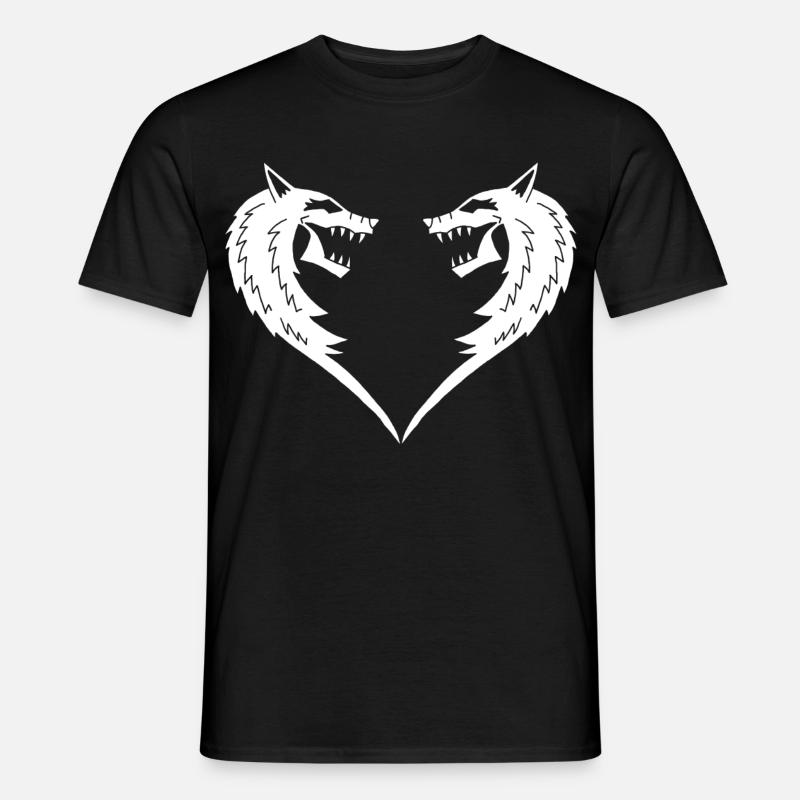 Weißes Wolfsherz - Männer T-Shirt - Schwarz