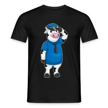 Police des vaches Police de la casquette - T-shirt homme - noir - Devant - AI Model Male 178 light (178cm)