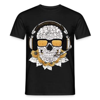 Musik Skull - Männer T-Shirt - Schwarz - Vorne - AI Model Male 178 light (178cm)