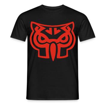 Tête de hibou rouge - T-shirt homme - noir - Devant - AI Model Male 178 light (178cm)