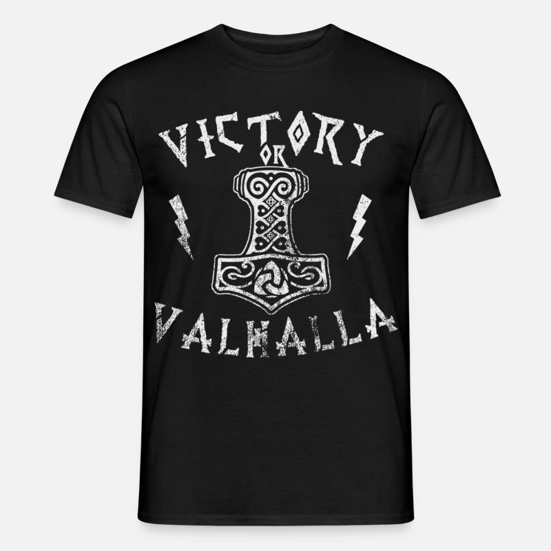 Victory or Valhalla - Männer T-Shirt - Schwarz