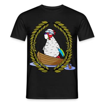 Lorbeerkranz Oma Huhn Moin Seenot Paddelboot Ahoi - Männer T-Shirt - Schwarz - Vorne - AI Model Male 178 light (178cm)