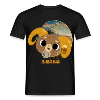 Sternzeichen WIDDER - Männer T-Shirt - Schwarz - Vorne - AI Model Male 178 light (178cm)