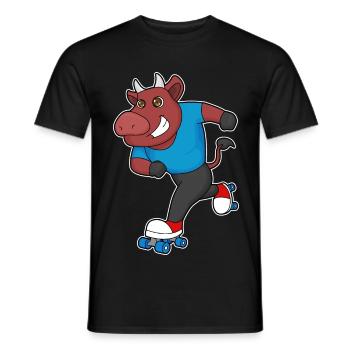Stier Rollschuhfahren Rollschuhe - Männer T-Shirt - Schwarz - Vorne - AI Model Male 178 light (178cm)