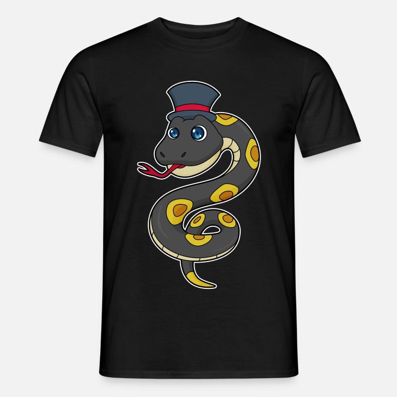 Schlange mit Hut - Männer T-Shirt - Schwarz