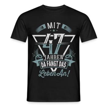 47. Geburtstag Da Fängt Das Leben An - Männer T-Shirt - Schwarz - Vorne - AI Model Male 178 light (178cm)