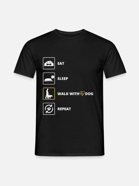 Mit meinem Hund spazieren gehen - Gassi - Männer T-Shirt - Schwarz