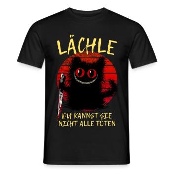 Lächle Grinsekatze Verrückte Katze Mit Messer - Männer T-Shirt - Schwarz - Vorne - AI Model Male 178 light (178cm)