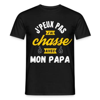 j peux pas j ai chasse avec mon papa - T-shirt homme - noir - Devant - AI Model Male 178 light (178cm)