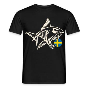 Suède Pêche Pêche à la ligne Pêche - T-shirt homme - noir - Devant - AI Model Male 178 light (178cm)