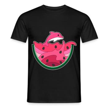 Dolphin Watermelon - Men's T-Shirt - black - Front - AI Model Male 178 light (178cm)