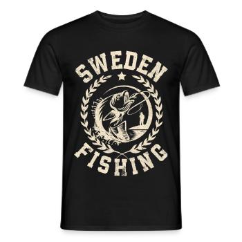 Sweden Fishing Angler Fishing Tour - Men's T-Shirt - black - Front - AI Model Male 178 light (178cm)