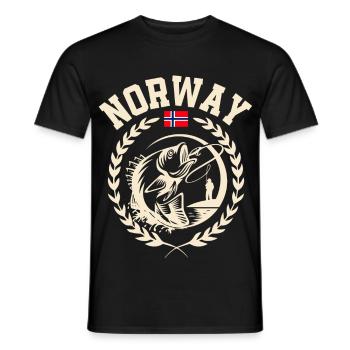 Norvège Pêche - T-shirt homme - noir - Devant - AI Model Male 178 light (178cm)