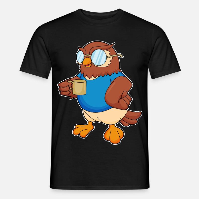 Eule Becher - Männer T-Shirt - Schwarz
