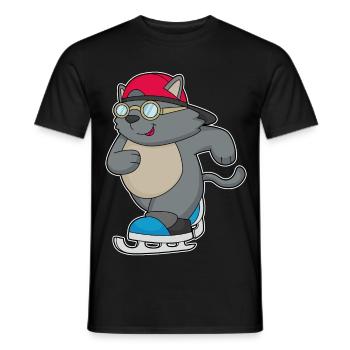 Katze Eislaufen Schlittschuhe - Men's T-Shirt - black - Front - AI Model Male 178 light (178cm)