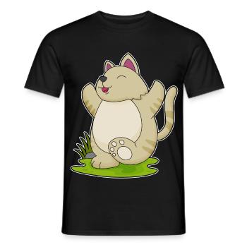Gymnastique de fitness yoga pour chats - T-shirt homme - noir - Devant - AI Model Male 178 light (178cm)