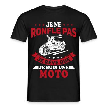 Je Ne Ronfle Pas Je Rêve Que Je Suis Une Moto - T-shirt homme - noir - Devant - AI Model Male 178 light (178cm)