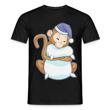 Affe Schlafen Kissen - Männer T-Shirt - Schwarz - Vorne - AI Model Male 178 light (178cm)