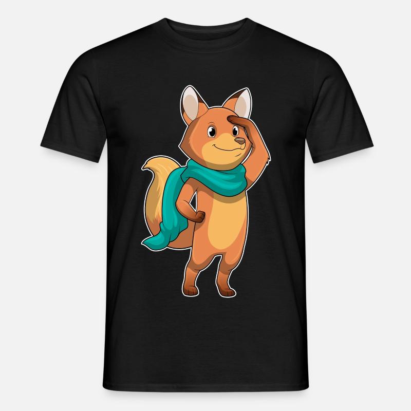 Fuchs mit Schal - Männer T-Shirt - Schwarz