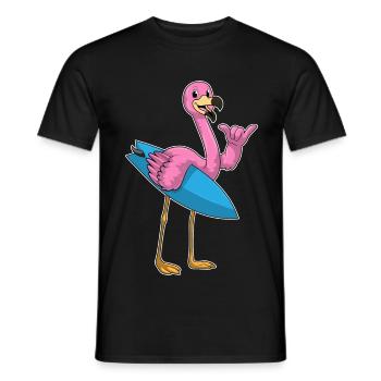Été de surf sur planche de surf au flamant rose - T-shirt homme - noir - Devant - AI Model Male 178 light (178cm)
