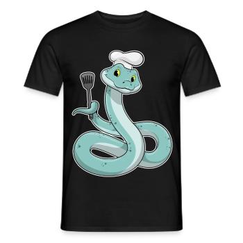 Schlange Koch Pfannenwender Kochen - Männer T-Shirt - Schwarz - Vorne - AI Model Male 178 light (178cm)