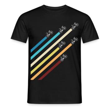 Road bike bike with colorful stripes - Men's T-Shirt - black - Front - AI Model Male 178 light (178cm)