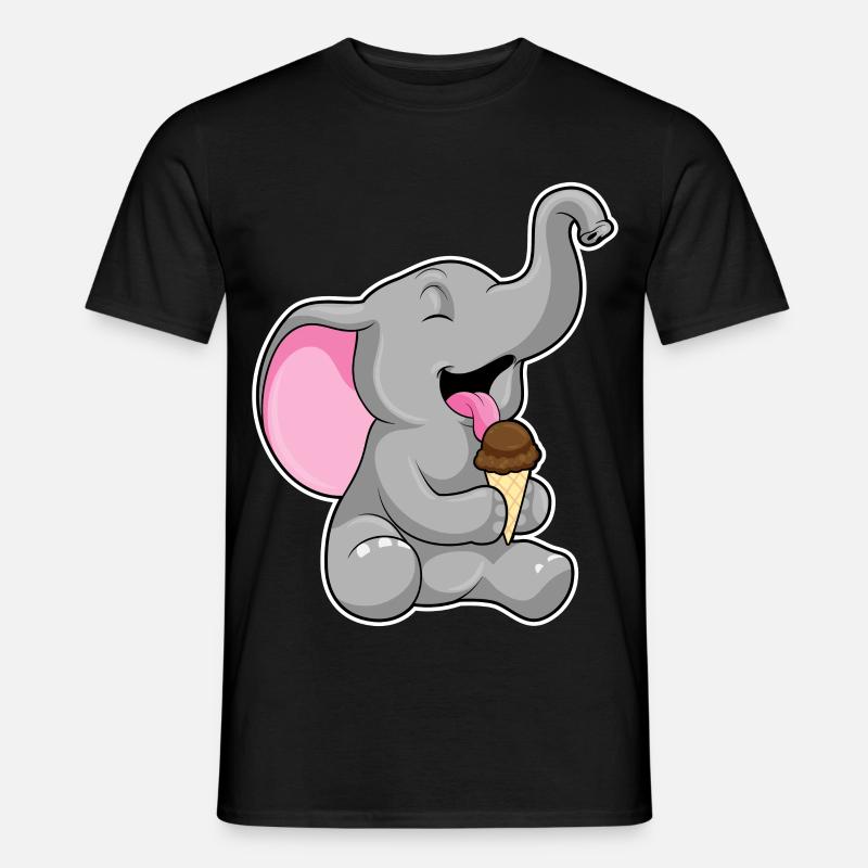 Elefant mit Schoko Waffeleis - Männer T-Shirt - Schwarz