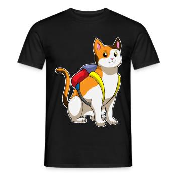 Chat avec cartable - T-shirt homme - noir - Devant - AI Model Male 178 light (178cm)