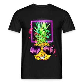 néon rétro ananas frais - T-shirt homme - noir - Devant - AI Model Male 178 light (178cm)