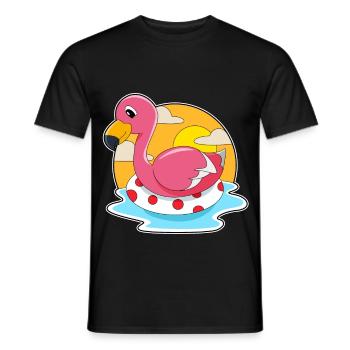 Été de nage au Flamingo Swimming Ring - T-shirt homme - noir - Devant - AI Model Male 178 light (178cm)