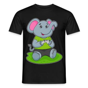 Elephant Gamer Controller - Men's T-Shirt - black - Front - AI Model Male 178 light (178cm)