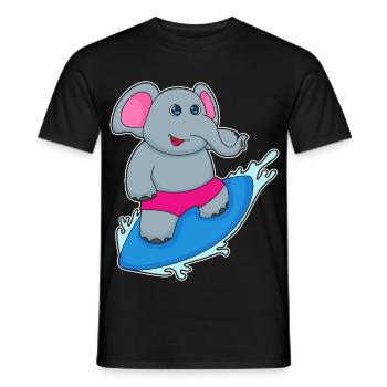 Elephant Surfing Surfboard Summer - Men's T-Shirt - black - Front - AI Model Male 178 light (178cm)
