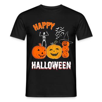 Citrouilles et squelette effrayants d’Halloween - T-shirt homme - noir - Devant - AI Model Male 178 light (178cm)