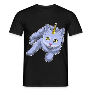 Katze Einhorn - Männer T-Shirt - Schwarz - Vorne - AI Model Male 178 light (178cm)