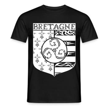Bretagne Blason Gwenn Ha Du Tribal Triskèle - T-shirt homme - noir - Devant - AI Model Male 178 light (178cm)