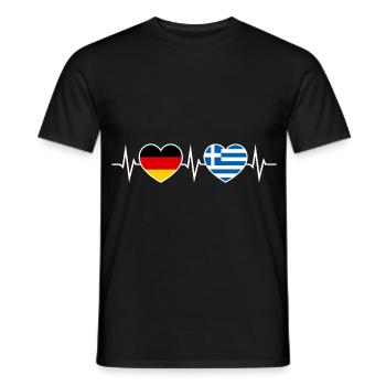 German Greek German Greek Two Hearts ECG - Men's T-Shirt - black - Front - AI Model Male 178 light (178cm)