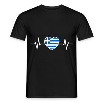 Grèce Heartbeat ECG Drapeau grec - T-shirt homme - noir - Devant - AI Model Male 178 light (178cm)