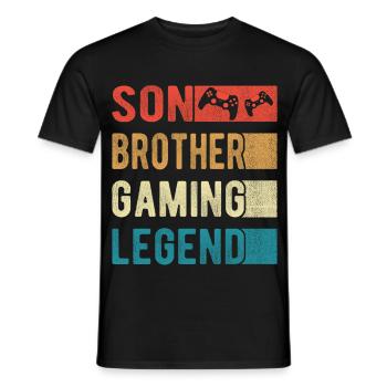 Son Brother Gaming Legend Gamer Gambling Gift - Men's T-Shirt - black - Front - AI Model Male 178 light (178cm)