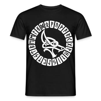White wolf and Viking runes - Men's T-Shirt - black - Front - AI Model Male 178 light (178cm)