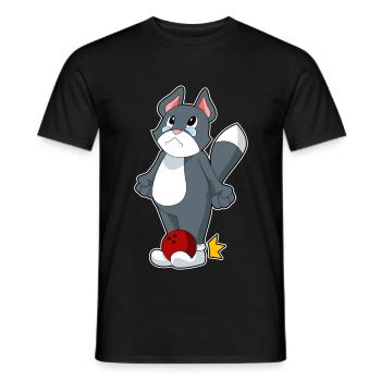 Cat Bowling Bowling Ball - Men's T-Shirt - black - Front - AI Model Male 178 light (178cm)